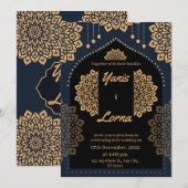 ELEGANT zwart GOUD KLASSIEKER MANDALA BRUILOFT INV Kaart (Voorkant / Achterkant)