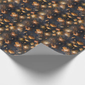 Elegant zwart goud koper terra cotta floral cadeaupapier (Hoek)