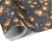 Elegant zwart goud koper terra cotta floral cadeaupapier (Rol Hoek)
