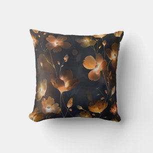 Elegant zwart goud koper terra cotta floral kussen