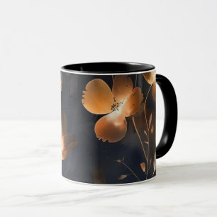 Elegant zwart goud koper terra cotta floral mok