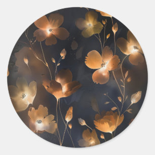 Elegant zwart goud koper terra cotta floral ronde sticker