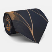 Elegant zwart goud koper terra cotta floral stropdas (Opgerold)