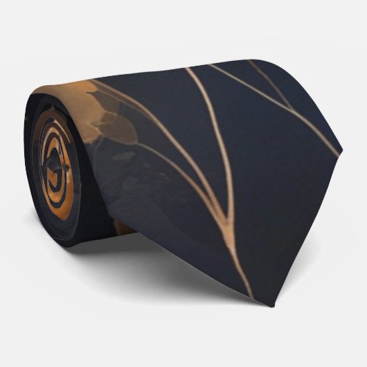 Elegant zwart goud koper terra cotta floral stropdas (Opgerold)