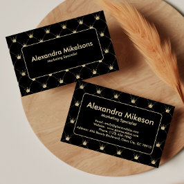 Elegant Zwart Goud Kroon Patroon Professioneel Visitekaartje