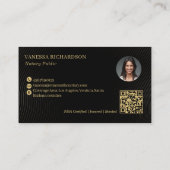 Elegant Zwart & Goud Kruispen Notaris QR Visitekaartje (Achterkant)