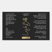Elegant Zwart Goud Lash Bath Cleanser Foam Fles Rechthoekige Sticker (Voorkant)