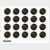 Elegant Zwart Goud Laurel Treat Feestelijk Ontwerp Ronde Sticker (Vel)