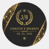 Elegant Zwart Goud Laurel Treat Feestelijk Ontwerp Ronde Sticker (Voorkant)