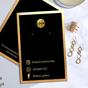 Elegant Zwart Goud Lijst ketting oorbellen Visitekaartje