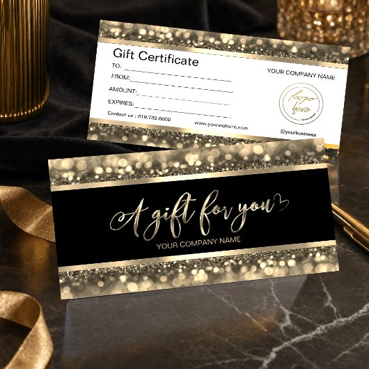 Elegant Zwart & Goud | Logo Cadeaubon