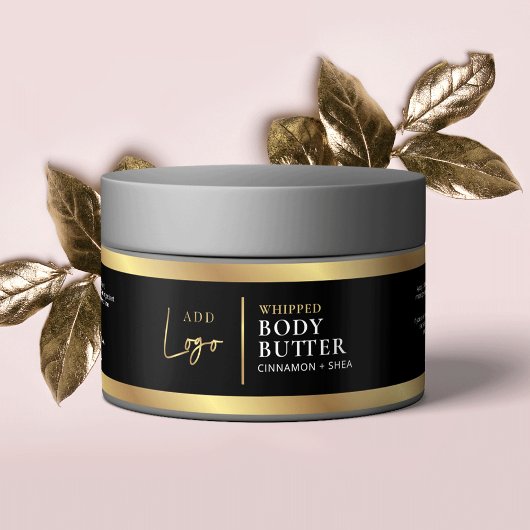 Elegant Zwart Goud Logo Cosmetische Jar Wrapper La Waterfles Etiket