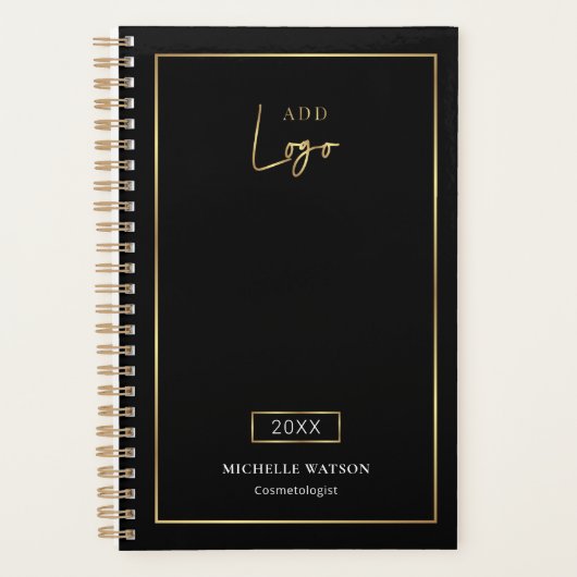 Elegant Zwart & Goud Logo Custom Business 2025 Planner (Voorkant)
