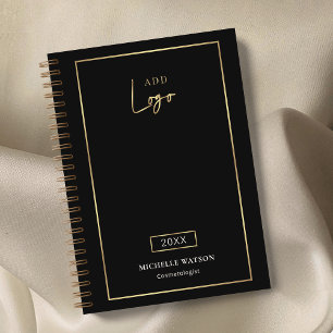Elegant Zwart & Goud Logo Custom Business 2025 Planner