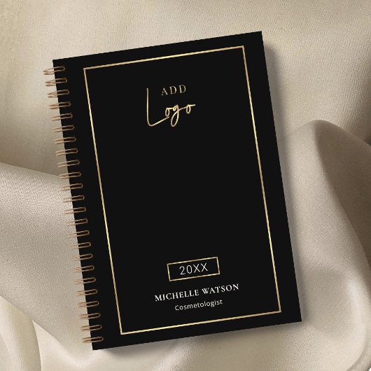 Elegant Zwart & Goud Logo Custom Business 2025 Planner
