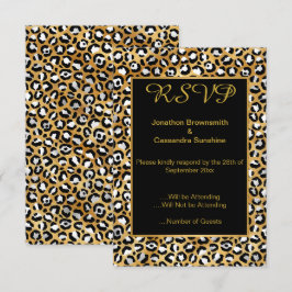 ELEGANT ZWART GOUD LUIKERD PRINT RSVP  KAART