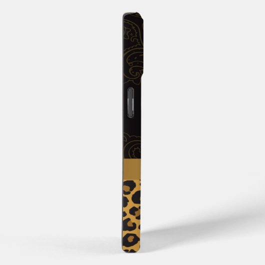 Elegant zwart goud luipaard print monogram Case-Mate iPhone case (Achterkant / Rechts)