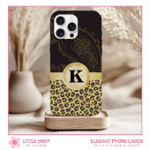 Elegant zwart goud luipaard print monogram Case-Mate iPhone case