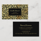 Elegant Zwart Goud Luipaard Print Style Consultant Visitekaartje (Voorkant / Achterkant)
