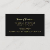 Elegant Zwart Goud Luipaard Print Style Consultant Visitekaartje (Achterkant)