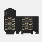 Elegant zwart goud luxe frans bloemenkant bedankdoosjes (Uitgevouwen)