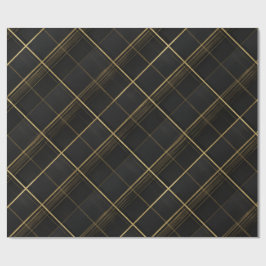 Elegant Zwart Goud Luxe Houtskool Schotland Patroo Cadeaupapier