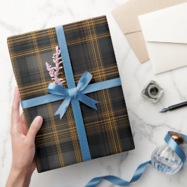 Elegant Zwart Goud Luxe Kool Plaid Patroon Cadeaupapier