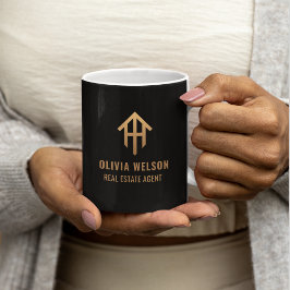 Elegant zwart & goud makelaar makelaar bedrijf log koffiemok