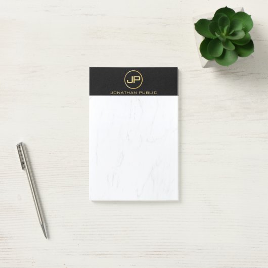 Elegant Zwart Goud Marmer Eenvoudige Moderne Sjabl Post-it® Notes (Kantoor)