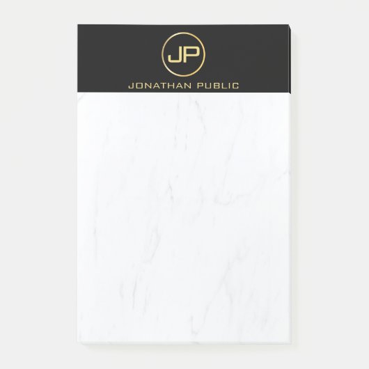 Elegant Zwart Goud Marmer Eenvoudige Moderne Sjabl Post-it® Notes (Voorkant)