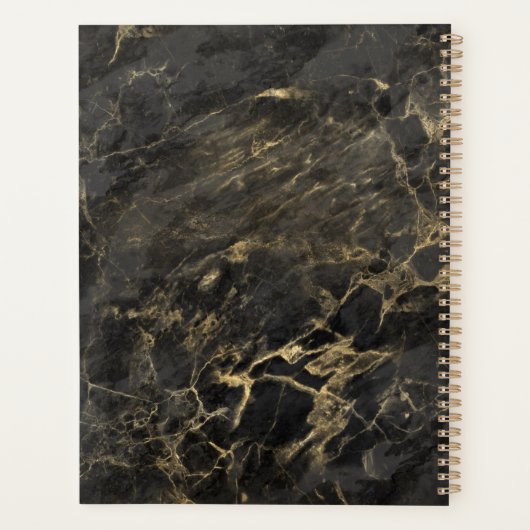 Elegant Zwart Goud Marmeren Monogram 2024 Planner (Achterkant)