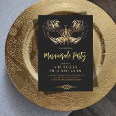 Elegant Zwart Goud Masquerade Party Verjaardag Kaart