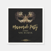 Elegant Zwart Goud Masquerade Party Verjaardag Servet (Voorkant)