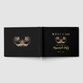 Elegant zwart goud masqueradefeest verjaardag gastenboek (Volledig)