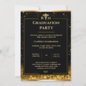 Elegant zwart & goud medische afstudeerfeest kaart (Voorkant)