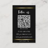 Elegant zwart goud met Logo foto QR-code Visitekaartje (Achterkant)