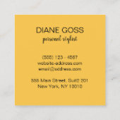 Elegant Zwart Goud metallic ontwerp Vierkante Visitekaartje (Achterkant)