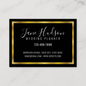 Elegant zwart goud minimalistisch bewerkbaar 3.5x2 visitekaartje (Achterkant)