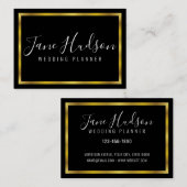 Elegant zwart goud minimalistisch bewerkbaar 3.5x2 visitekaartje (Voorkant / Achterkant)