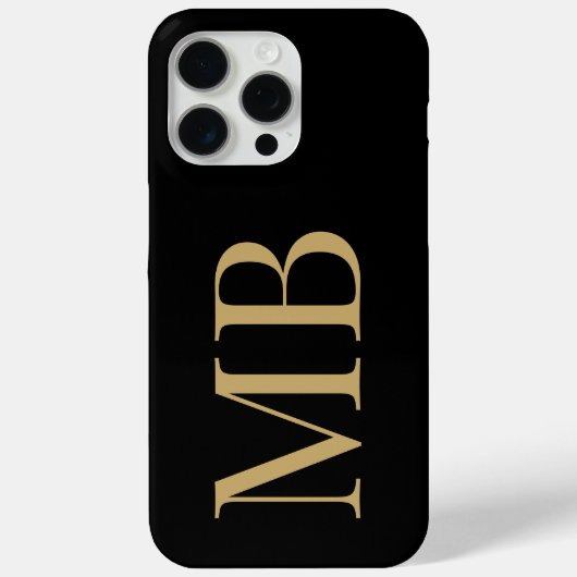 Elegant zwart goud minimalistisch Initiaal monogra Case-Mate iPhone Case (Achterkant)