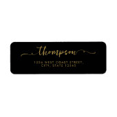 Elegant Zwart Goud Minimalistische Script naam Etiket (Voorkant)