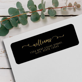 Elegant Zwart Goud Minimalistische Script naam Etiket