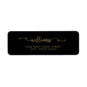 Elegant Zwart Goud Minimalistische Script naam Etiket (Voorkant)