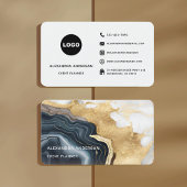 Elegant Zwart Goud Modern Agaat Marmer Glitter Visitekaartje