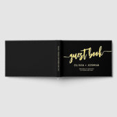 Elegant zwart goud modern minimalistisch script gastenboek (Volledig)