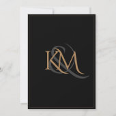 Elegant Zwart Goud Modern Script Monogram Bruiloft Kaart (Achterkant)