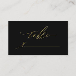 Elegant Zwart Goud Modern Script Monogram Bruiloft Plaatskaartje