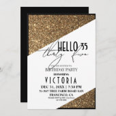 Elegant Zwart Goud Modern Verjaardagsfeest Kaart (Voorkant / Achterkant)