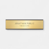 Elegant Zwart Goud Moderne Glamour Sjabloon Deurbordje (Voorkant)