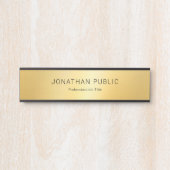 Elegant Zwart Goud Moderne Glamour Sjabloon Deurbordje (Voorkant)